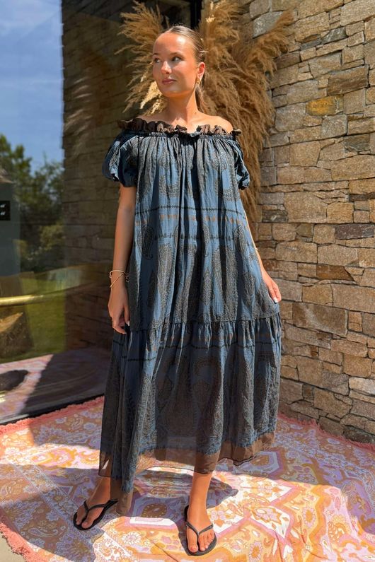 The Tallulah Midaxi Dress Paisley Navy